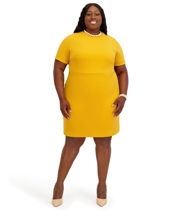 カスパール レディース トップス ワンピース クルーネック Kasper Women's Short Sleeve Crewneck Dress Gold ゴールド