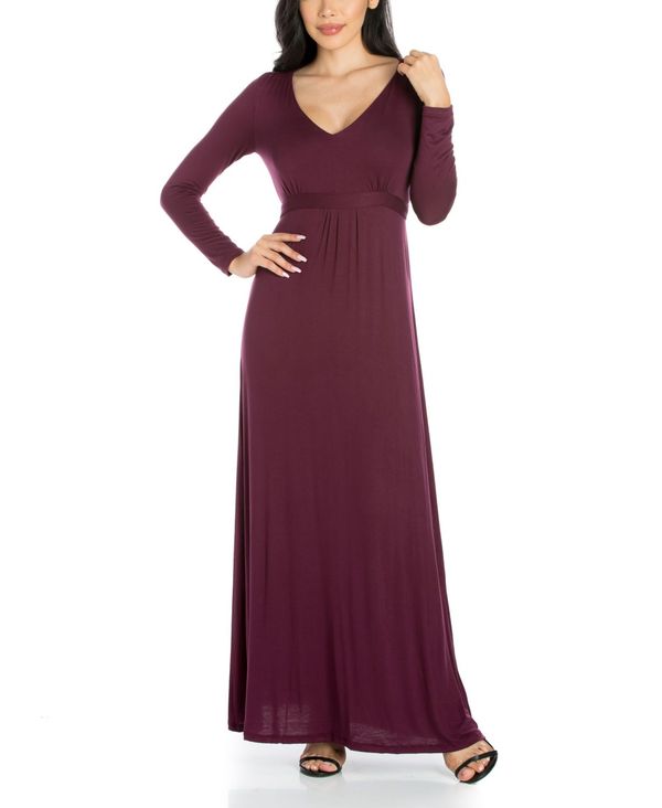 手数料安い 楽天市場 24セブンコンフォート レディース ワンピース トップス Women S V Neck Long Sleeve Maxi Dress Plum Revida 楽天市場店 オープニング大放出セール Advance Com Ec