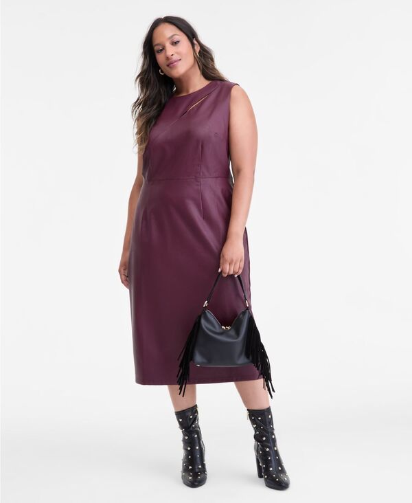 アイ.エヌ.シー インターナショナル コンセプト レディース トップス ワンピース プラスサイズ I.N.C. International Concepts Plus Size Mixed-Media Dress Mulberry 9,436円