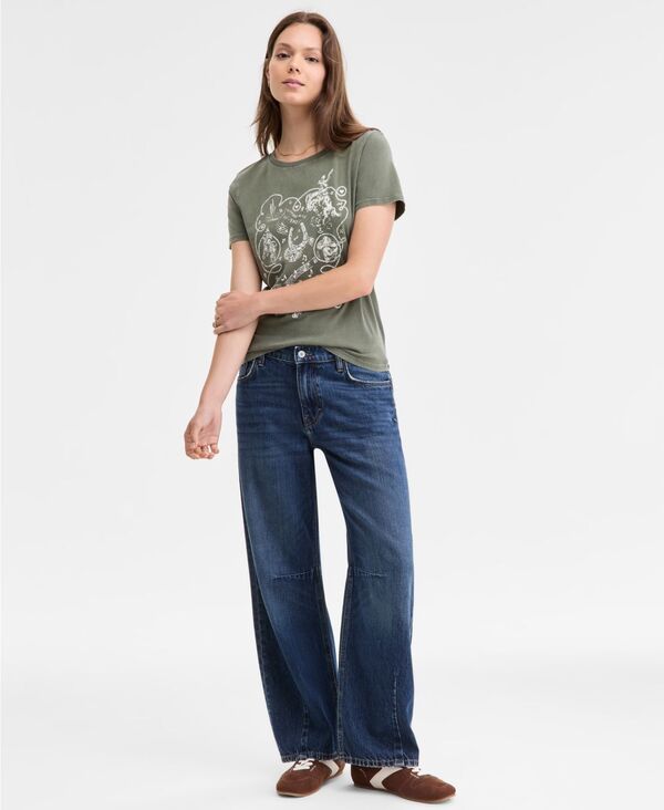 ラッキーブランド レディース ボトムス デニムパンツ ジーンズ Lucky Brand Women's Mid-Rise Barrel Wide-Leg Jeans Off Grid Wash