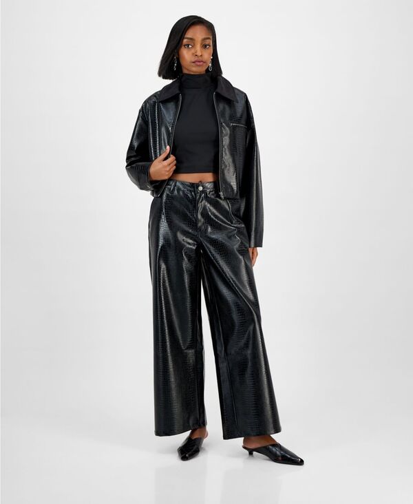 バースリー レディース ボトムス カジュアルパンツ パンツ レザー フェイクレザー Bar III Women's Crocodile-Embossed Faux Leather Pants Croc Pu