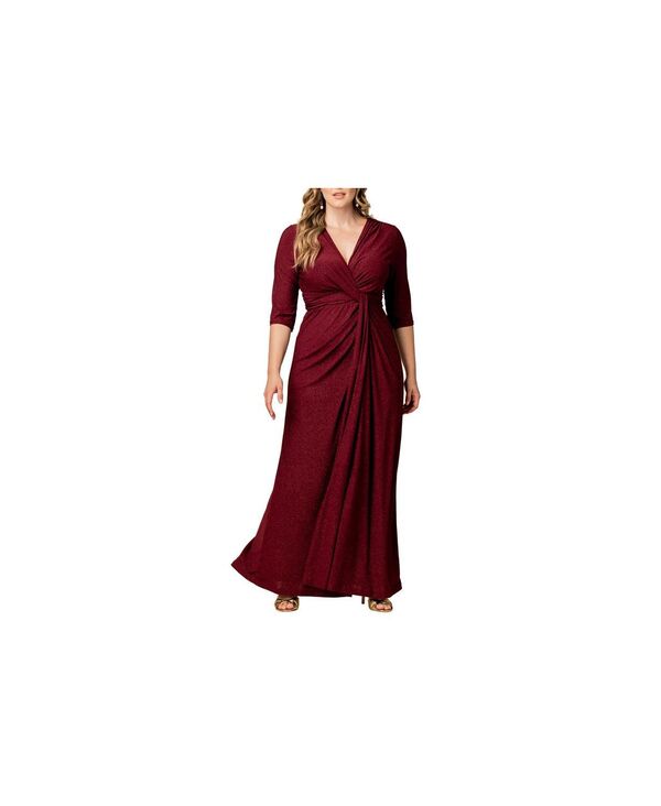 キヨナ レディース トップス ワンピース プラスサイズ Kiyonna Women's Plus Size Romanced by Moonlight Long Gown Garnet