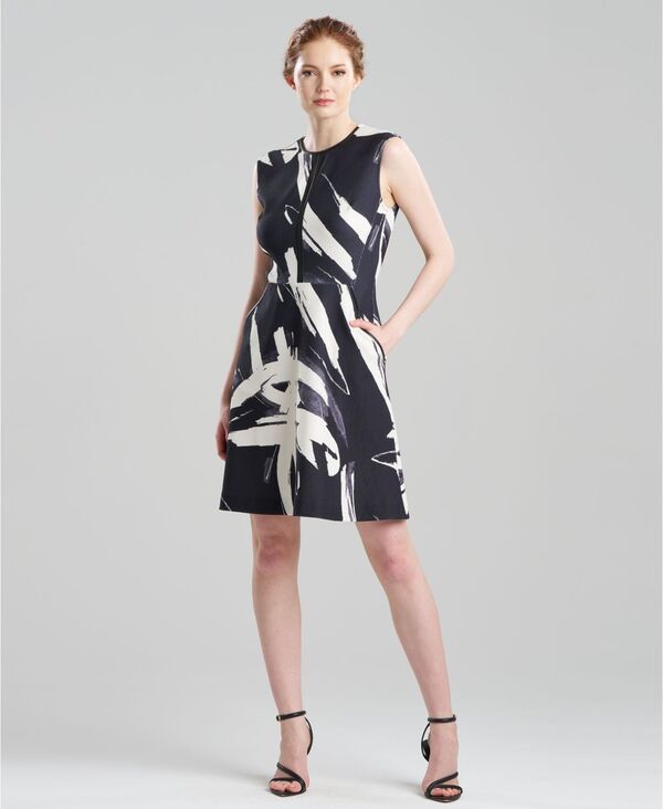 ナトリ レディース トップス ワンピース クレープ プリント スキューバ Natori Women's Calligraphy Print Scuba Crepe Dress Black/white ホワイト