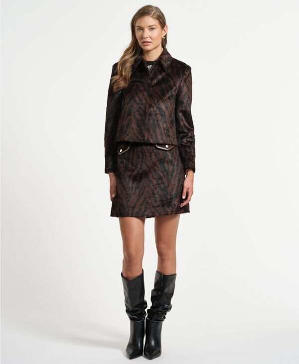 イザックミズラヒ レディース アウター ジャケット・ブルゾン クロップド ジャケット Isaac Mizrahi Women's Cropped Jacket Brown Zebra ブラウン|ReVida 店