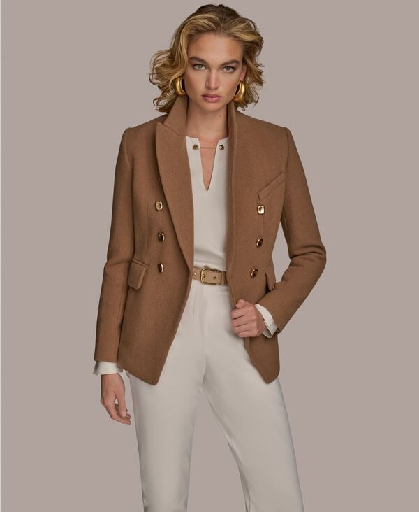 ダナ キャラン ニューヨーク レディース アウター ジャケット・ブルゾン ブレザー Donna Karan New York Women's Double Breasted Buttoned Blazer Camel キャメル 34,320円