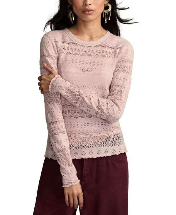 ラッキーブランド レディース トップス シャツ レース Lucky Brand Women's Lace Detail Long Sleeve Top Sepia Rose