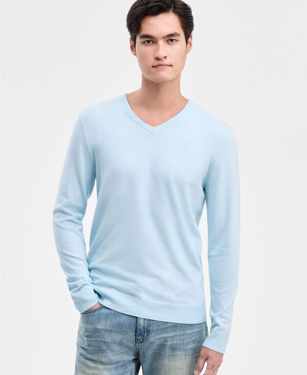 アルファニ メンズ アウター ニット・セーター Vネック セーター コットン Alfani Men's Solid V-Neck Cotton Sweater Hushed Blue ブルー 8,725円