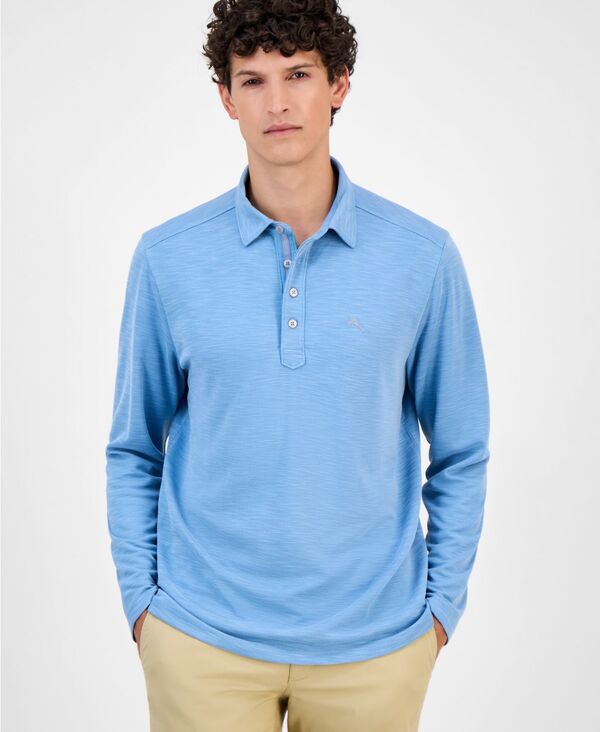 トッミーバハマ メンズ トップス スポーツシャツ 長袖 Tommy Bahama Men\u0027s Golden Sands Long-Sleeve Polo Shirt Corfu Blue 青み