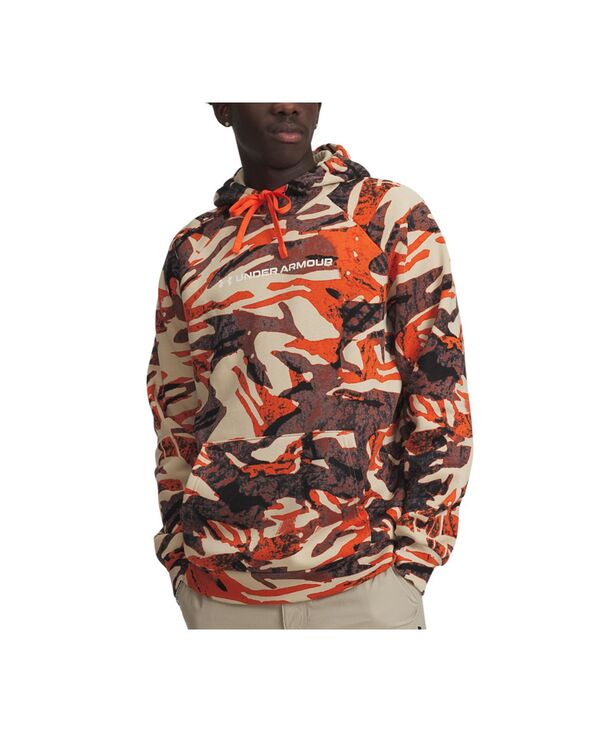 アンダーアーマー メンズ アウター パーカー・スウェット プリント フリース パーカー Under Armour Men UA Rival Fleece Printed Hoodie Orange Base / / Stone オレンジ