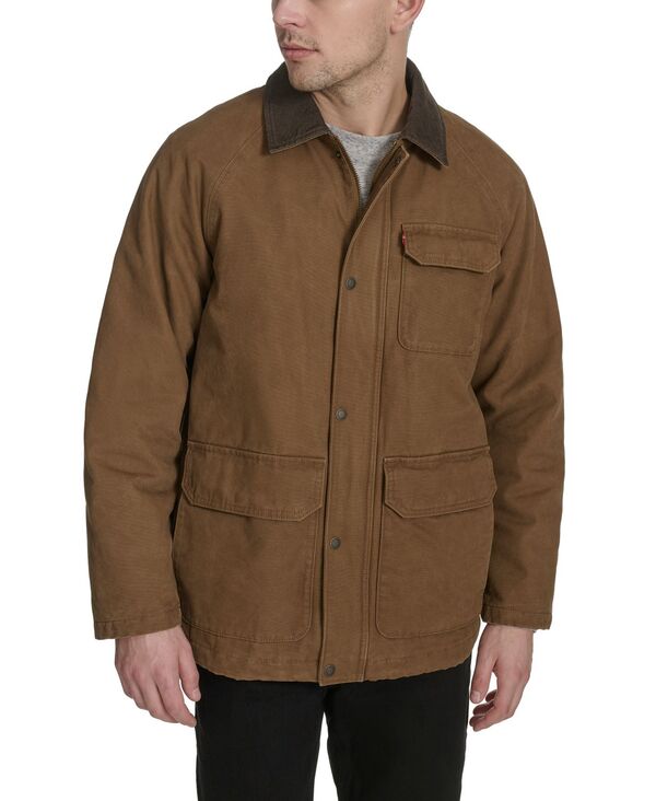 リーバイス メンズ アウター ジャケット・ブルゾン コーデュロイ コットン ジャケット Levi's Men's Cotton Canvas with Corduroy Collar Barn Jacket Worker Brown ブラウン