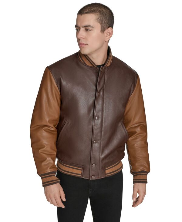 チャンピオン メンズ アウター ジャケット・ブルゾン レザー フェイクレザー ジャケット Champion Men's Faux Leather Varsity Jacket Brown/Tobacco ブラウン