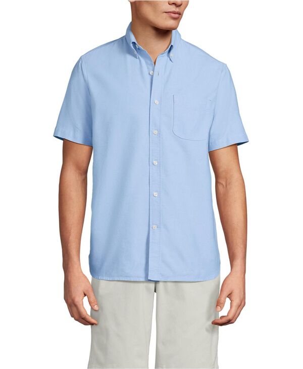 ランズエンド メンズ トップス シャツ オックスフォード Lands' End Men's Short Sleeve Sail Rigger Oxford Shirt Blue ブルー