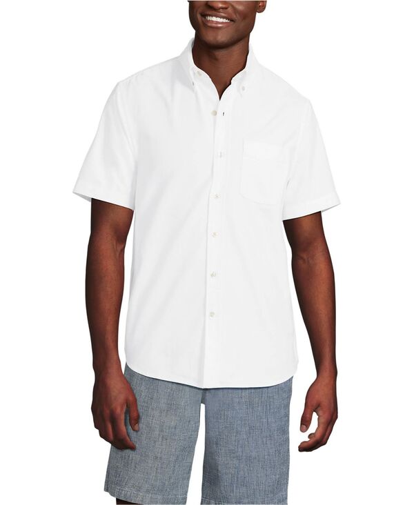 ランズエンド メンズ トップス シャツ オックスフォード Lands' End Men's Short Sleeve Sail Rigger Oxford Shirt White ホワイト