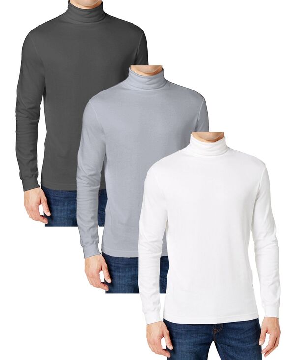 ギャラクシーバイハルビック メンズ トップス Tシャツ タートルネック シャツ Galaxy By Harvic Men's 3-Pack Long Sleeve Turtle Neck T-Shirt Charcoal/Heather Gray/White ホワイト|ReVida 店