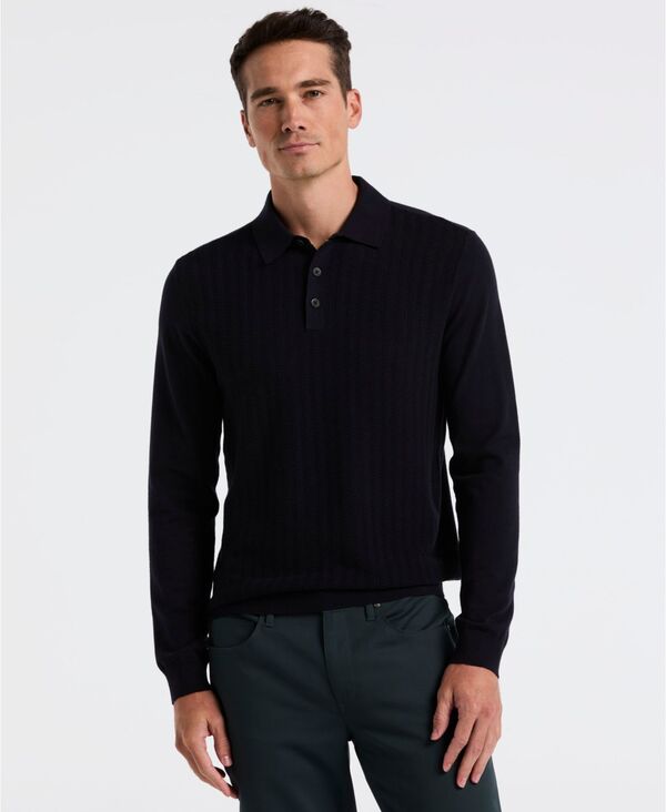 ペリーエリス メンズ トップス ポロシャツ Perry Ellis Men's Long Sleeve Polo Shirt Dark sapphire サファイア