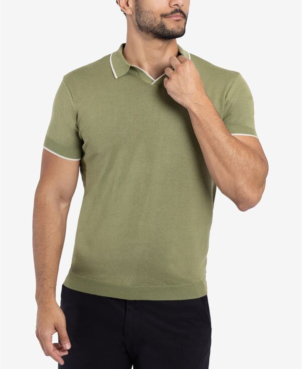 エックスレイ メンズ アウター ニット・セーター Vネック ポロシャツ セーター XRAY Men's Collar V-Neck Polo Sweater Grass|ReVida 店