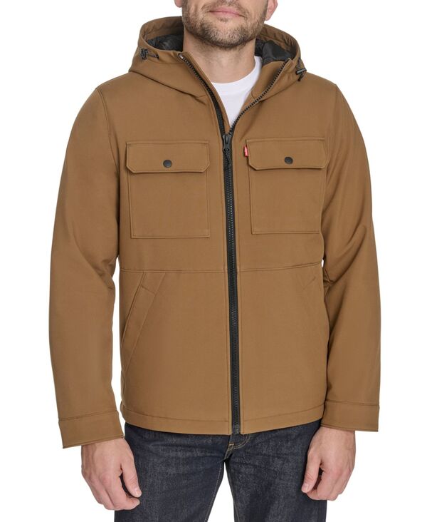 リーバイス メンズ アウター ジャケット・ブルゾン ジャケット Levi's Men's Rib Stop Softshell with Hood Jacket Worker Brown ブラウン