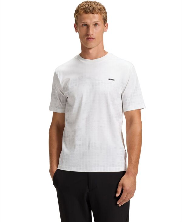 ヒューゴボス メンズ トップス プルオーバー 綿織物 Hugo Boss Men\u0027s Mercerised-Cotton T-Shirt White 白いこと