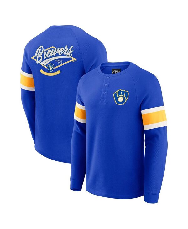 ファナティクス メンズ トップス Tシャツ ニット Men's Darius Rucker Collection by Fanatics Royal Milwaukee Brewers Waffle-Knit Raglan Long Sleeve Henley T-Shirt Royal
