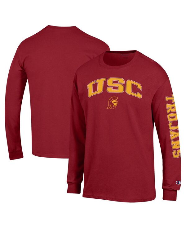 チャンピオン メンズ トップス Tシャツ ロゴ Champion Men's Cardinal USC Trojans Arch Over Logo 2-Hit Long Sleeve T-Shirt Cardinal