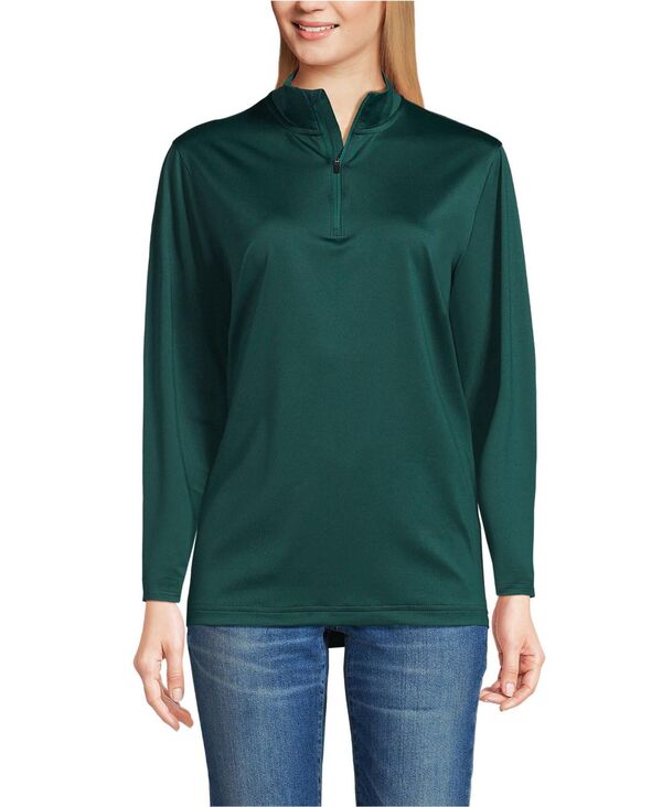 ランズエンド メンズ アウター パーカー・スウェット ハーフジップ Lands' End Men's School Uniform Unisex Rapid Dry Quarter Zip Pullover Evergreen