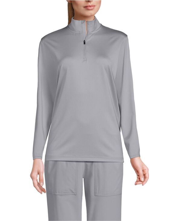 ランズエンド メンズ アウター パーカー・スウェット ハーフジップ Lands' End Men's School Uniform Unisex Rapid Dry Quarter Zip Pullover Harbor gray グレー