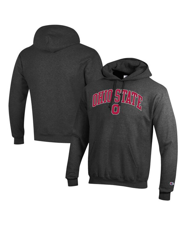 チャンピオン メンズ アウター パーカー・スウェット ロゴ フリース パーカー Champion Men'sCharcoal Ohio State Buckeyes Arched Logo Fleece Pullover Hoodie Heather Charcoal チャコール