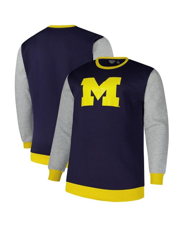 ファナティクス メンズ アウター パーカー・スウェット スウェット トール シャツ コントラスト Fanatics Men's Navy Michigan Wolverines Contrast Sleeve Large Chest Big Tall Pullover Sweatshirt Navy ネイビー 15,106円