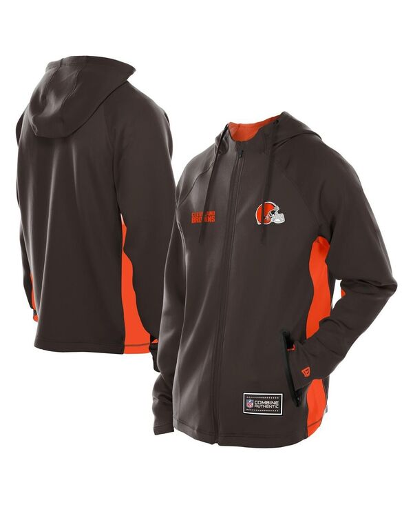 ニュー内鰓 メンズ アウター パーカー・スウェット アクアラング パーカー New Era Men\u0027s Brown Cleveland Browns Combine Authentic Raglan Scuba Full-Zip Hoodie Brown 赤銅色