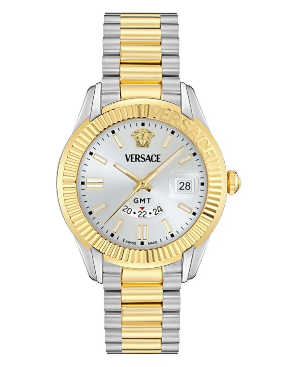 ヴェルサーチ メンズ 付属品 ウオッチ Versace Men\u0027s Swiss Apodis GMT Two-Tone Bracelet Watch 41粍 Two Tone