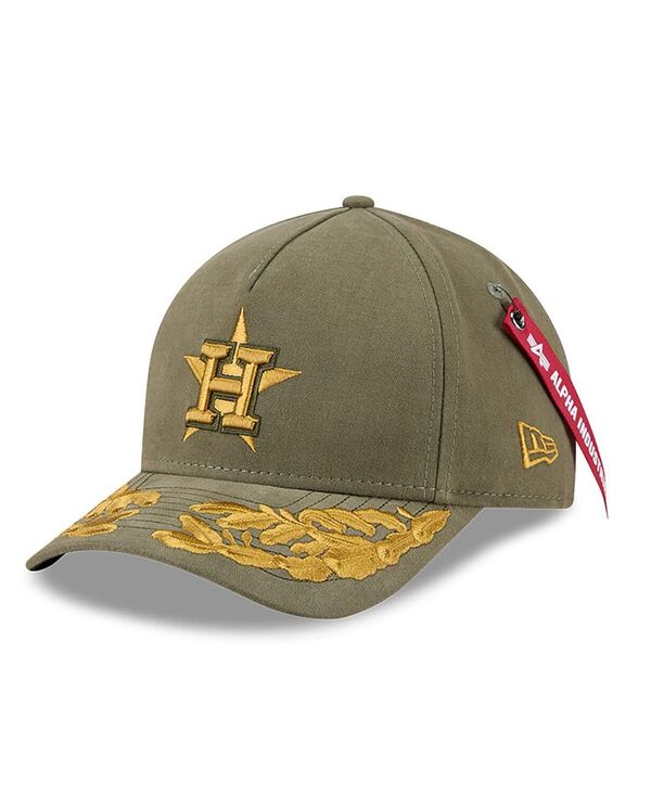 ニューエラ メンズ アクセサリー 帽子 New Era Men's Olive Houston Astros A-Frame 9FORTY Adjustable Hat Olive オリーブ