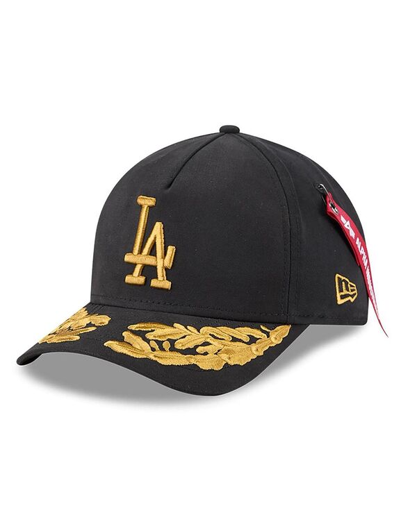 ニューエラ メンズ アクセサリー 帽子 New Era Men's Black Los Angeles Dodgers A-Frame 9FORTY Adjustable Hat Black ブラック|ReVida 店