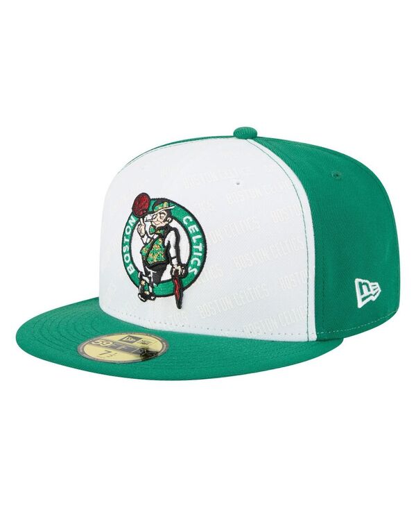 ニューエラ メンズ アクセサリー 帽子 New Era Men's White/Kelly Green Boston Celtics Repeat 59Fifty Fitted Hat White Kelly Green ホワイト
