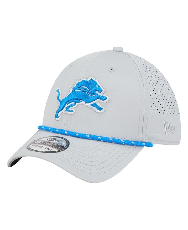 ニューエラ メンズ アクセサリー 帽子 New Era Men's Blue Detroit Lions Perforated 39THIRTY Flex Hat Gray グレー