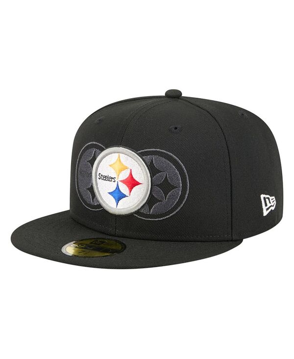 ニューエラ メンズ アクセサリー 帽子 Tシャツ New Era Men's Black Pittsburgh Steelers Tri-Hit 59FIFTY Fitted Hat Black ブラック