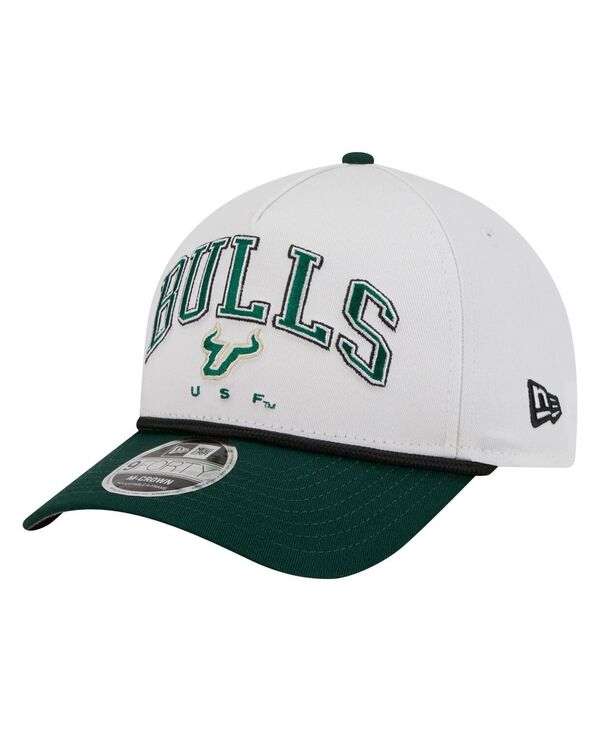 ニューエラ メンズ アクセサリー 帽子 New Era Men's White/Green South Florida Bulls Arch Two-Tone Rope 9FORTY A-Frame M-Crown Adjustable Hat White Green ホワイト｜ReVida 店