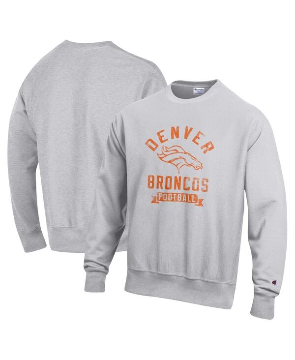 チャンピオン メンズ アウター パーカー・スウェット スウェット シャツ フリース Champion Men's Heather Gray Denver Broncos Reverse Weave Fleece Pullover Sweatshirt Heather Gray グレー