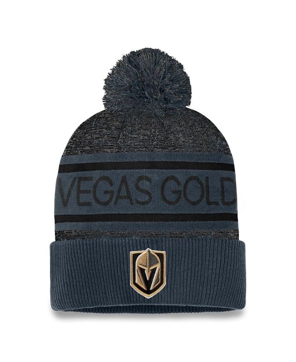ファナティクス メンズ アクセサリー 帽子 ニット Fanatics Men's Gray Vegas Golden Knights Authentic Pro Cuffed with Pom Knit Hat Black ブラック
