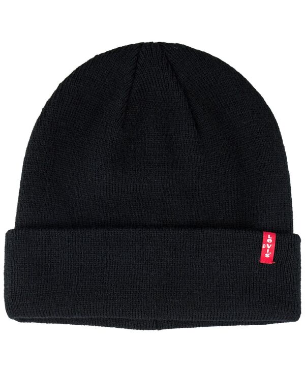 リーバイス メンズ アクセサリー 帽子 Levi's Men's Adjustable Fold Over Cuff Beanie Black ブラック