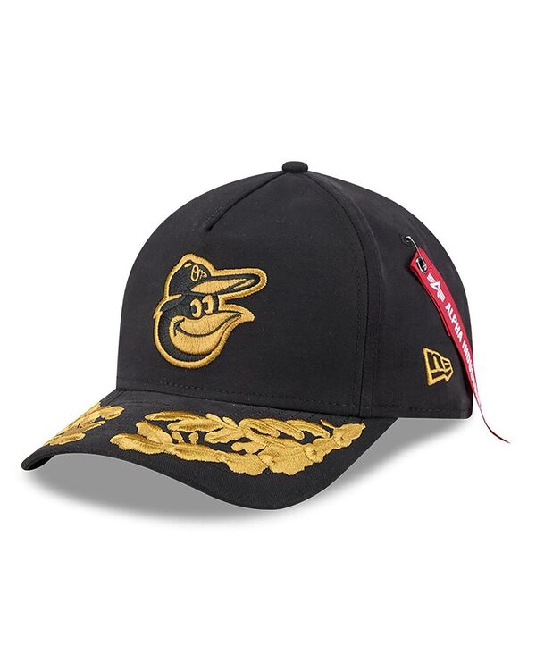 ニューエラ メンズ アクセサリー 帽子 New Era Men's Black Baltimore Orioles A-Frame 9FORTY Adjustable Hat Black ブラック|ReVida 店