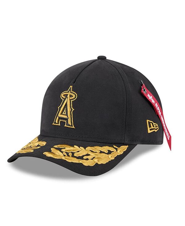 ニューエラ メンズ アクセサリー 帽子 New Era Men's Black Los Angeles Angels A-Frame 9FORTY Adjustable Hat Black ブラック