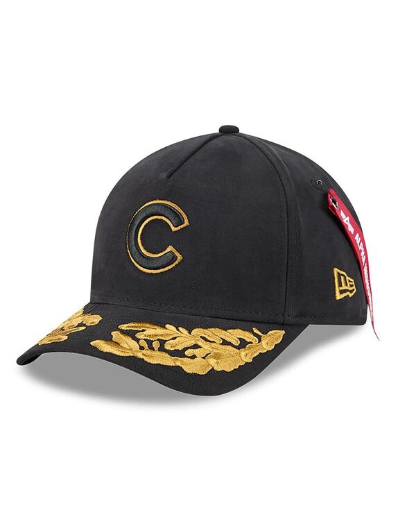 ニューエラ メンズ アクセサリー 帽子 New Era Men's Black Chicago Cubs A-Frame 9FORTY Adjustable Hat Black ブラック