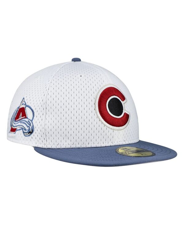 ニューエラ メンズ アクセサリー 帽子 メッシュ New Era Men's White/Navy Colorado Avalanche Mesh Crown Two-Tone 59FIFTY Fitted Hat White Navy ホワイト