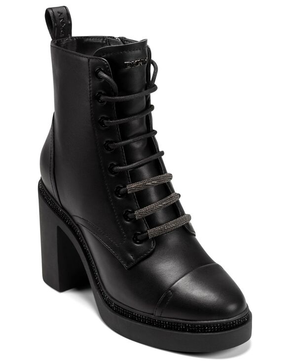 ダナ キャラン ニューヨーク レディース シューズ ブーツ・レインブーツ プラットフォーム ブーツ ヒール DKNY Women's Zippered Platform Heel Boots Black ブラック