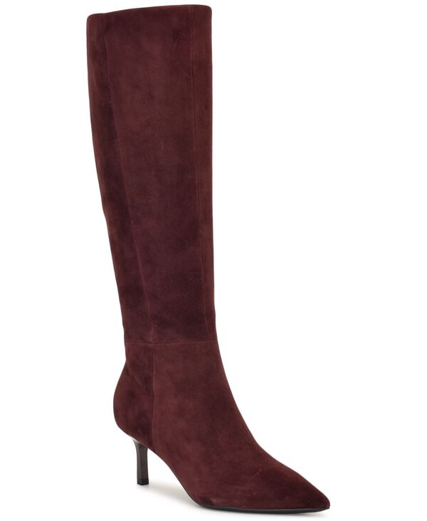ナインウェスト レディース シューズ パンプス トール ブーツ Nine West Women's Kimdee 9X9 Tall Stiletto Dress Boots Regular & Wide Calf Dark Red Suede レッド|ReVida 店
