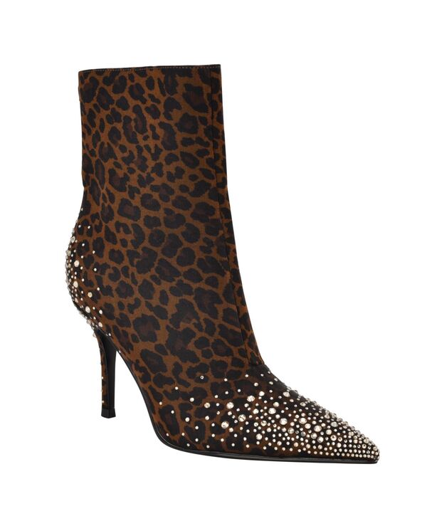 ゲス レディース シューズ パンプス ブーツ GUESS Women's Gomoray Embellished Stiletto Booties Dark Leopard アニマル