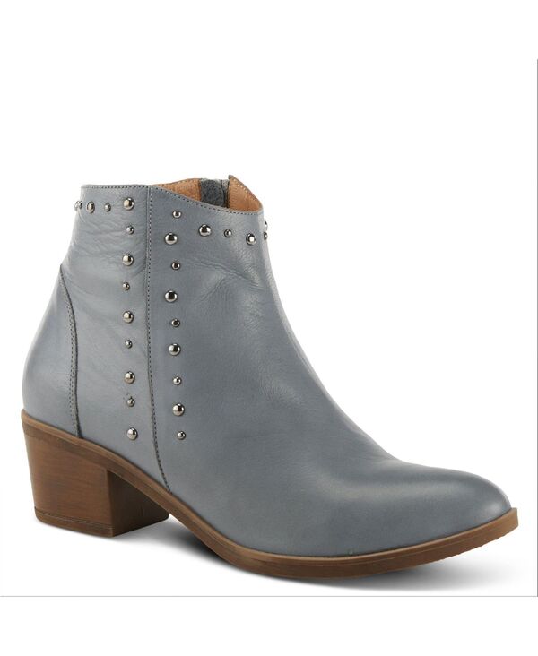 スプリングステップ レディース シューズ ブーツ・レインブーツ レザー Spring Step Azura Wildwest Leather Western Bootie with Studded Detail and Inside Zipper Grey グレー|ReVida 店