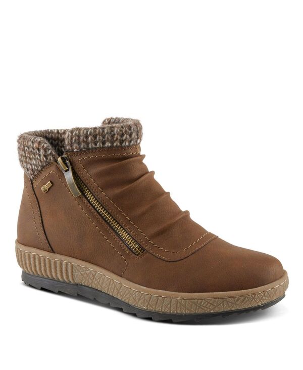 春季足付き レディース シューズ ブーツ・レインブーツ Spring Step CLEORA Water Resistant Dual-Zip Bootie with Faux Shearling Lining Chocolate brown 赤銅色 靴-レディース靴