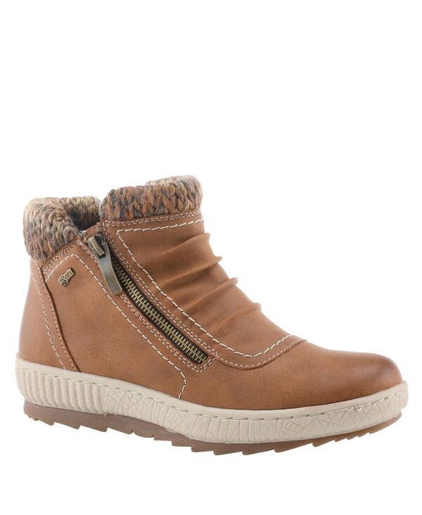 春季足付き レディース シューズ ブーツ・レインブーツ Spring Step CLEORA Water Resistant Dual-Zip Bootie with Faux Shearling Lining Medium brown 赤銅色 ブーツ-靴
