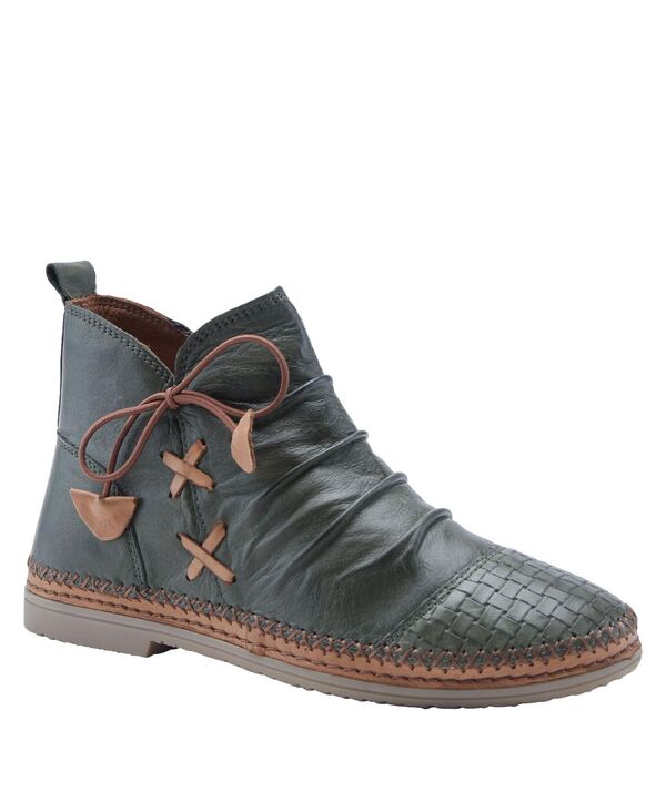 スプリングステップ レディース シューズ ブーツ・レインブーツ レザー Spring Step Pomeroy Leather Booties with Basketweave Toe and Lightweight Flexible Sole Olive green グリーン